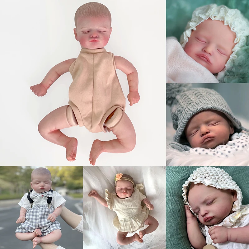 

18inch Reborn Doll Kit Rosalie with Painted Hair Already Painted Sleeping Baby 3D Skin Visible Bebe Reborn Doll Parts with Body