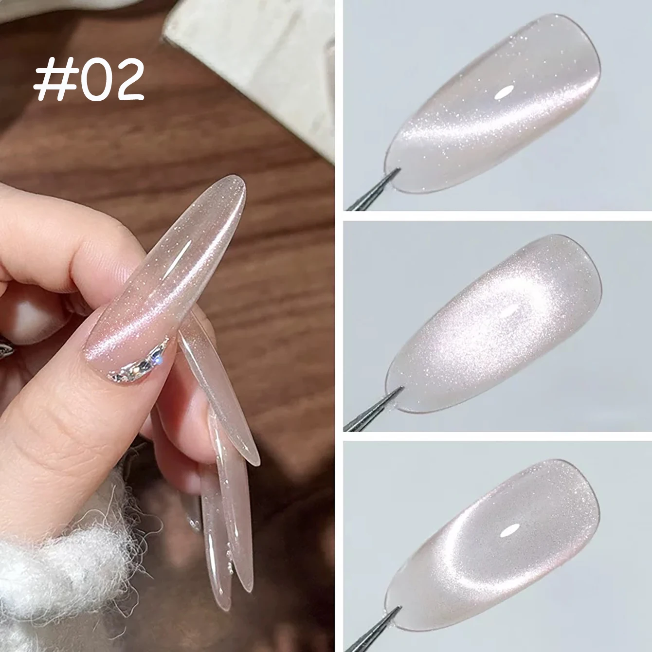 1 قطعة TC الصيف تبييض جديد رومانسية الملكي الأزرق القط العين هلام طلاء الأظافر الأحجار الكريمة الزرقاء الزجاج حبة القط العين مسمار ملصقات الأظافر لوازم