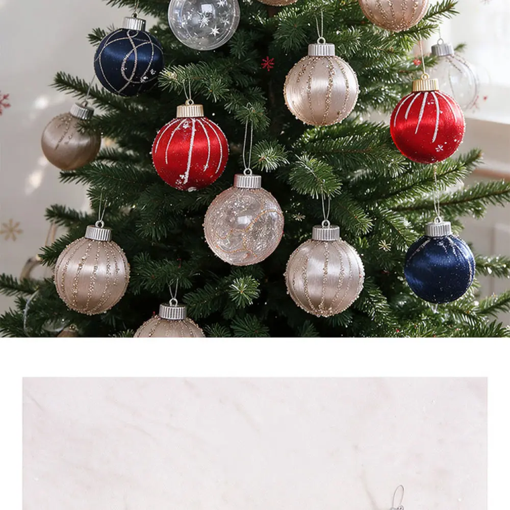 Eight Centimeter Christmas Tree Hanging Baubles Thread Wrapped Painted Pendant Ornament For Holiday Event Supplies