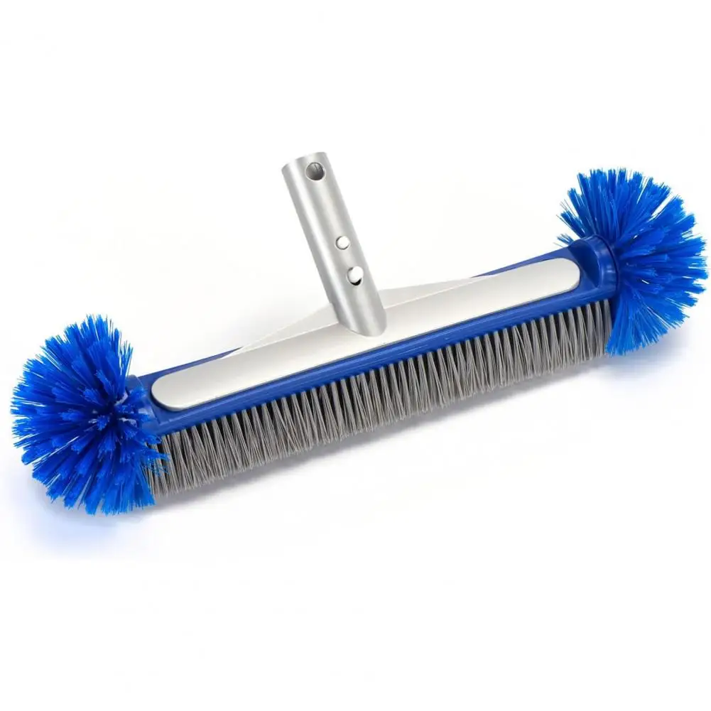 Swimming Pool Brush 18-inch Pool Tile Scrubber Brush with Corner Brush Semi-spherical Bristles Design Easy to Install Swimming