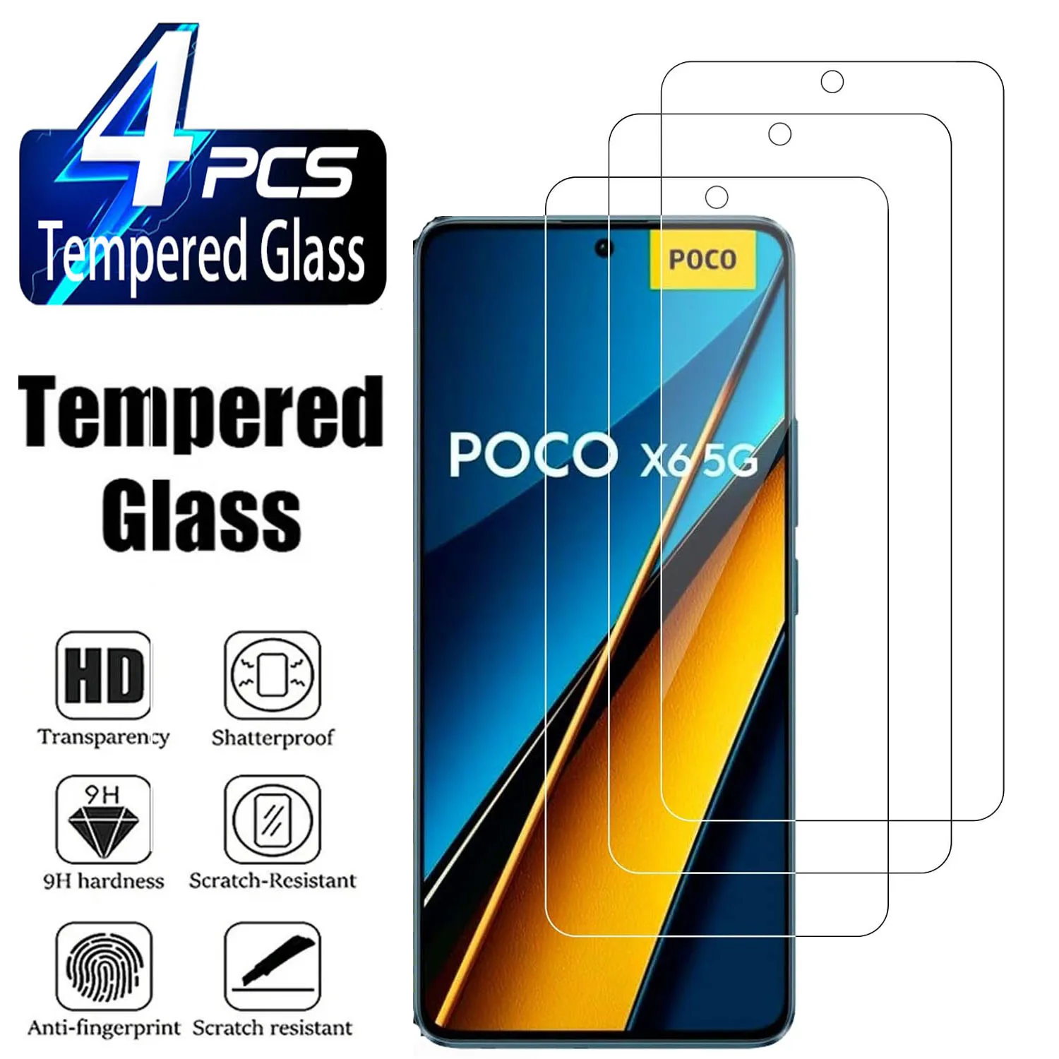 9H Protection Tempered Glass Film For Xiaomi POCO X6 Pro 5G 2/4Pcs HD Screen Protector Glass