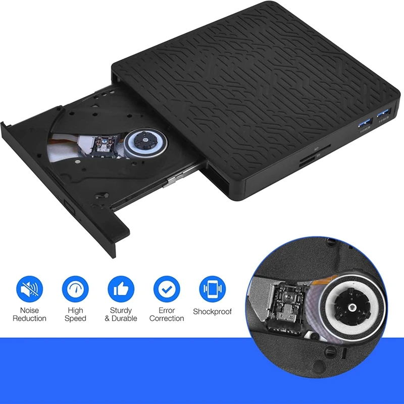 외장 DVD 드라이브, USB3.0/C타입 DVD CD ROM +/-RW 플레이어, 광학 디스크 버너, 2 USB3.0 포트, SD/TF 포트