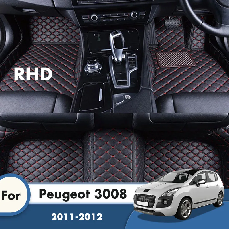 

RHD Car Floor Mats For Peugeot 3008 2012 2011 Waterproof Carpets Custom Auto Styling Foot Pads Car Accessories Interior Covers