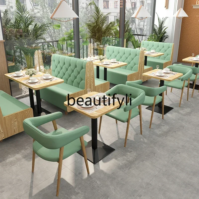

SS Catering commercial booth sofa coffee restaurant seat hamburger dining table and chair combination
