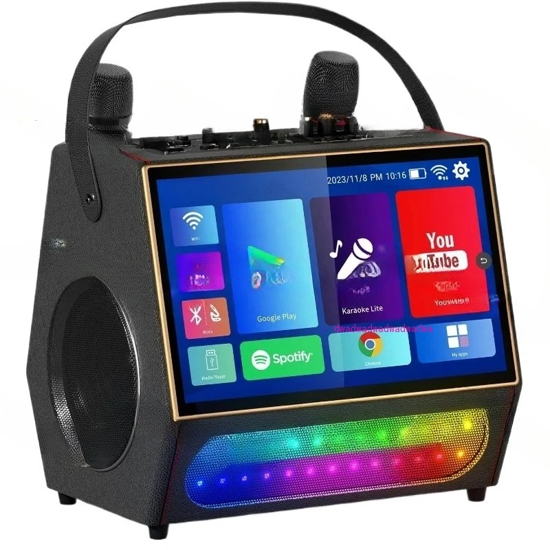 

Karaoke Machine with Lyrics Display Screen for Adults, Portable Bluetooth Speaker with 2 Rechargeable UHF Mics