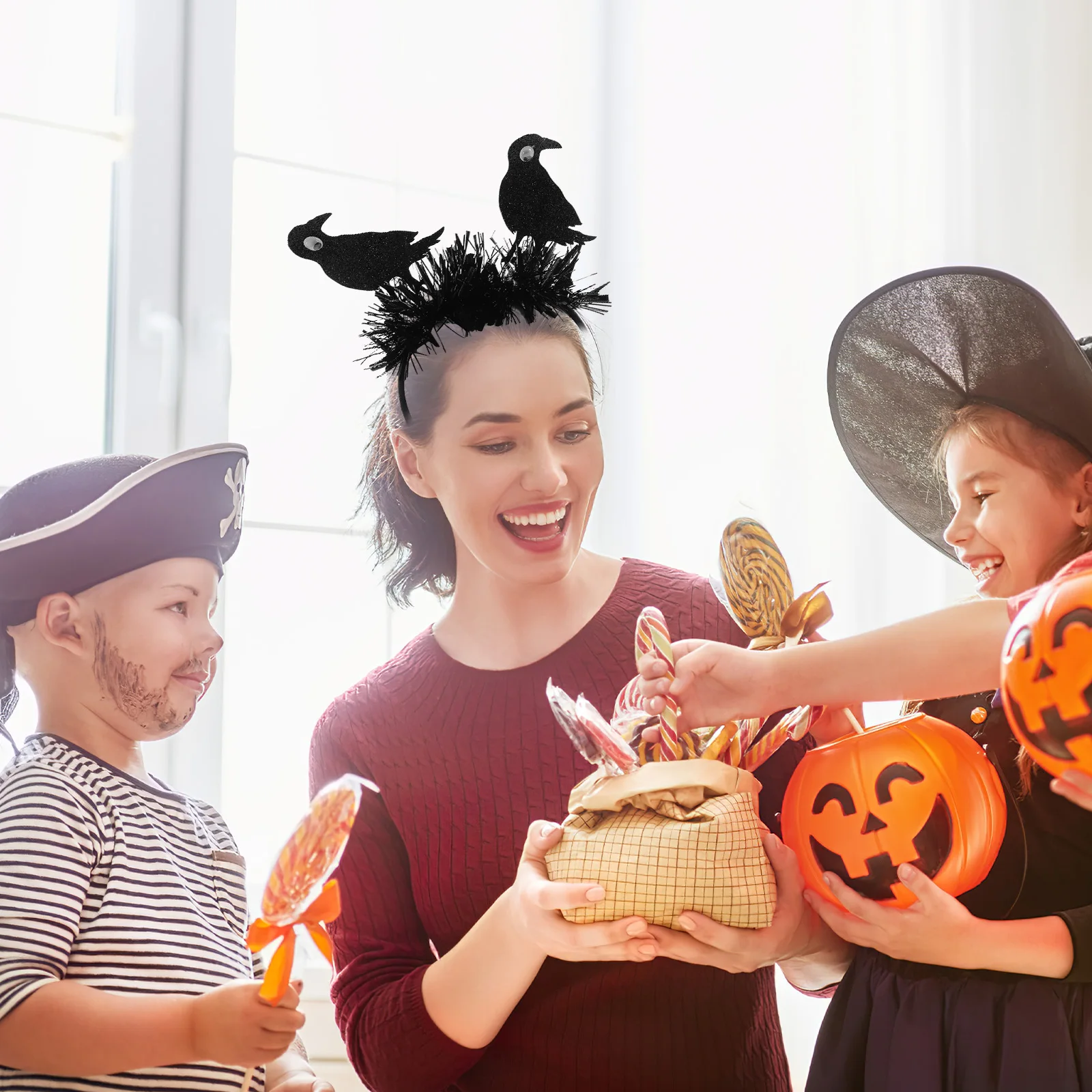 

Crow Headb Halloween Hair Accessories Props Decor Party Costume Hoops Spooky Elegant Black Theme Adult Stage Performance Wedding