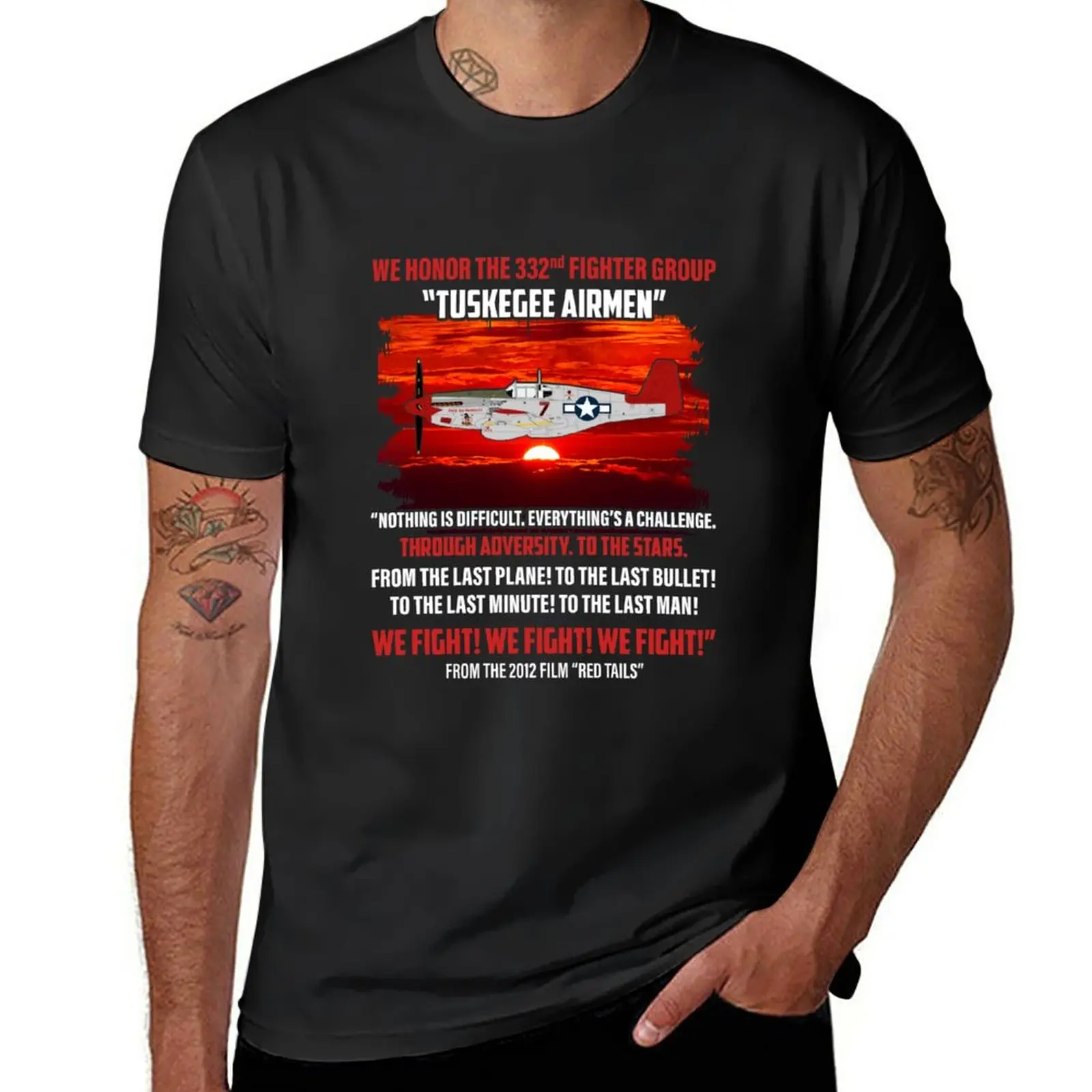 New Tuskegee Airmen Red Tails Tee T-Shirt boys white t shirts graphics t shirt oversized t shirts Men's t-shirts