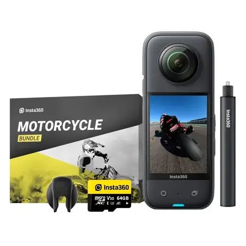 Insta360 X3 Telecamera sportiva tascabile con sensore da 1/2'' Panorama Cam - Kit moto e accessori di X3/ONE X2/ONE RS Twin