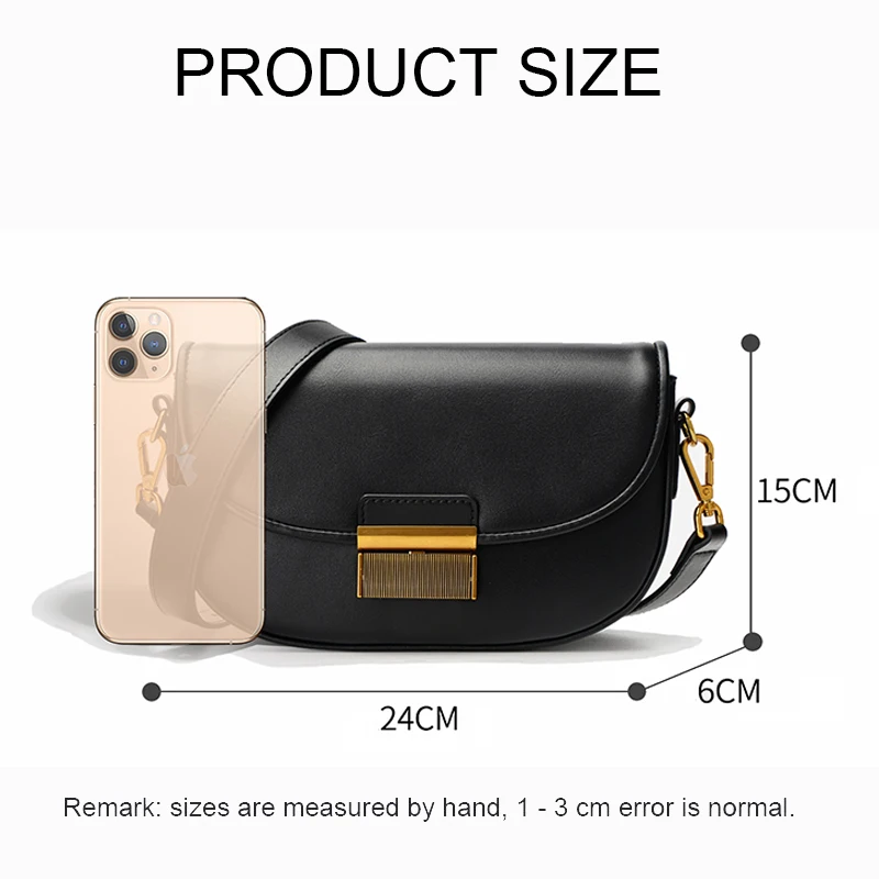 New Lady Cowhide Split Leather Saddle Bag Female Underarm Saddle Crossbody Luxury Designer Single Shoulder Crossbody  For Women