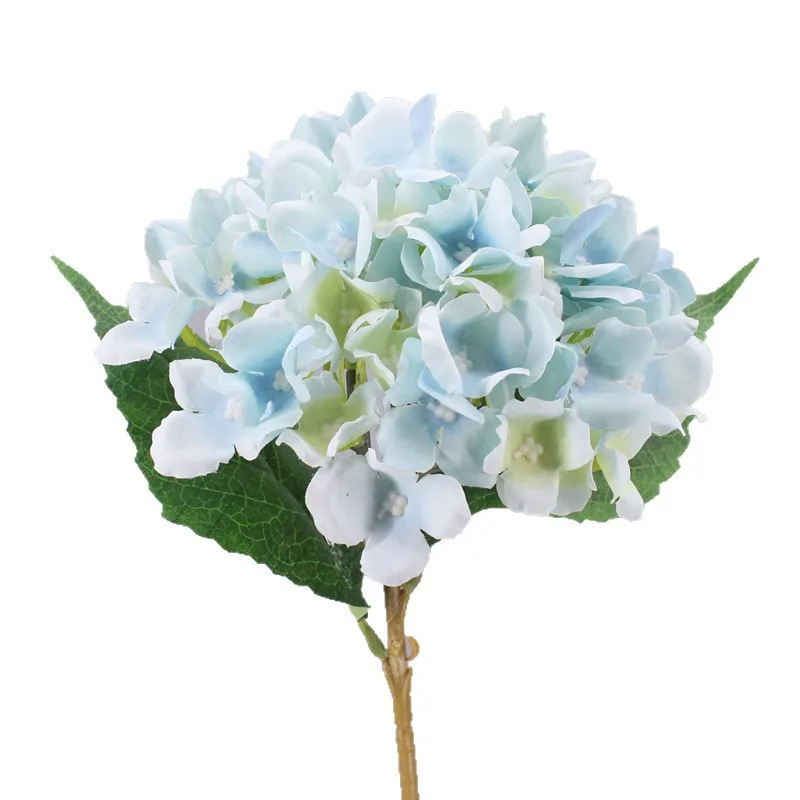 فرع زهرة هدرانج صناعية مع أوراق خضراء 90 بتلات نبات هدرانج حريري 22 لونًا لتزيين حفلات الزفاف والفنادق والمنازل