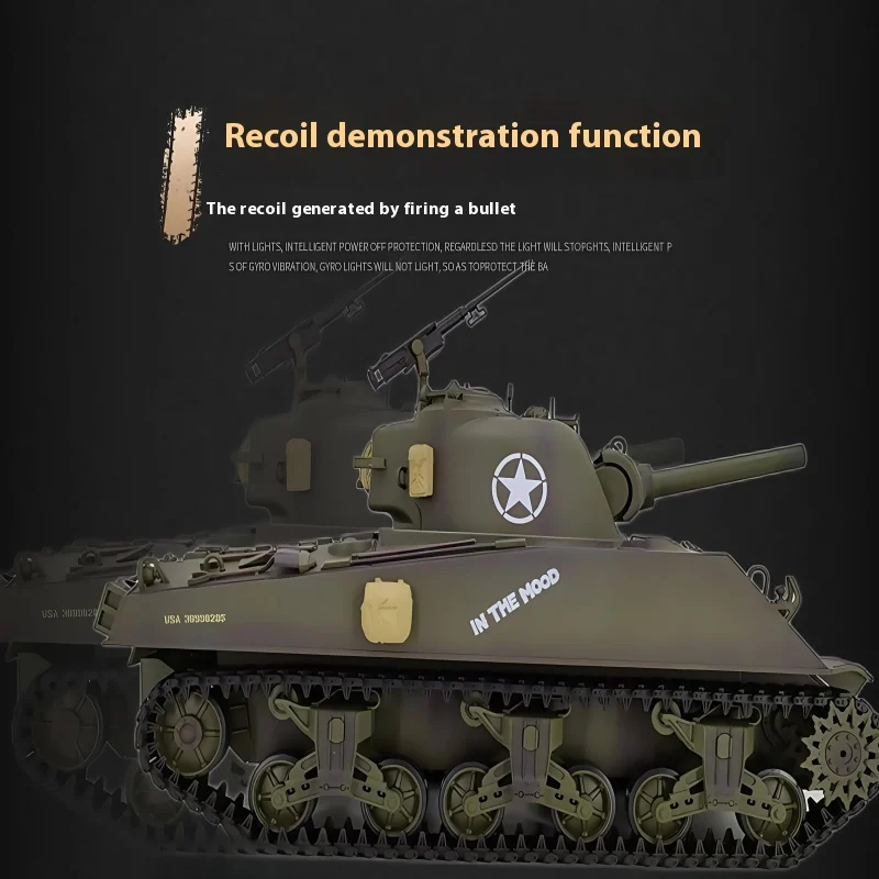 1/16 2.4g RC 탱크 Henglong 풀 스케일 시뮬레이션 American Sherman M4A3 오프로드 군용 탱크 모델 원격 제어 성인 장난감
