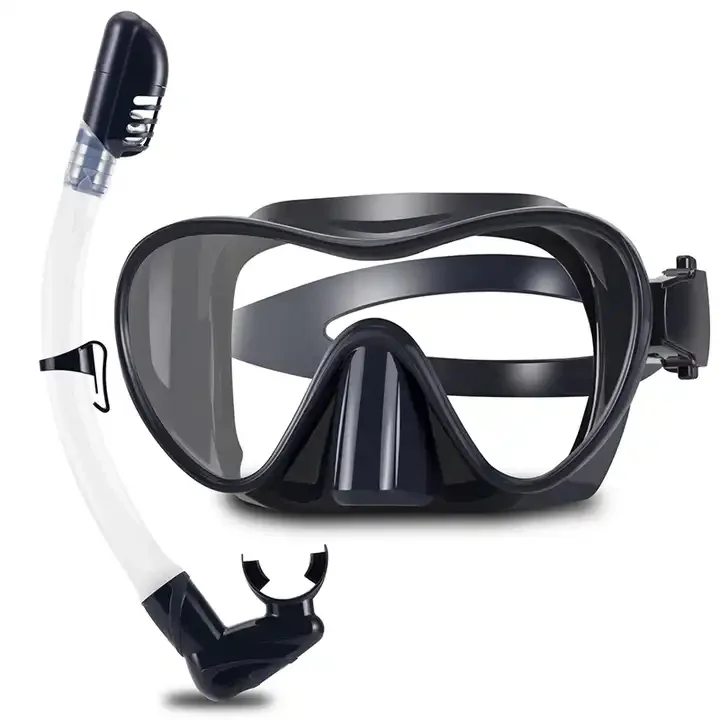 

Swimming Freedving Snorkeling Mask snorkel set Anti-fog tempered glass full dry snorkel breath Tube