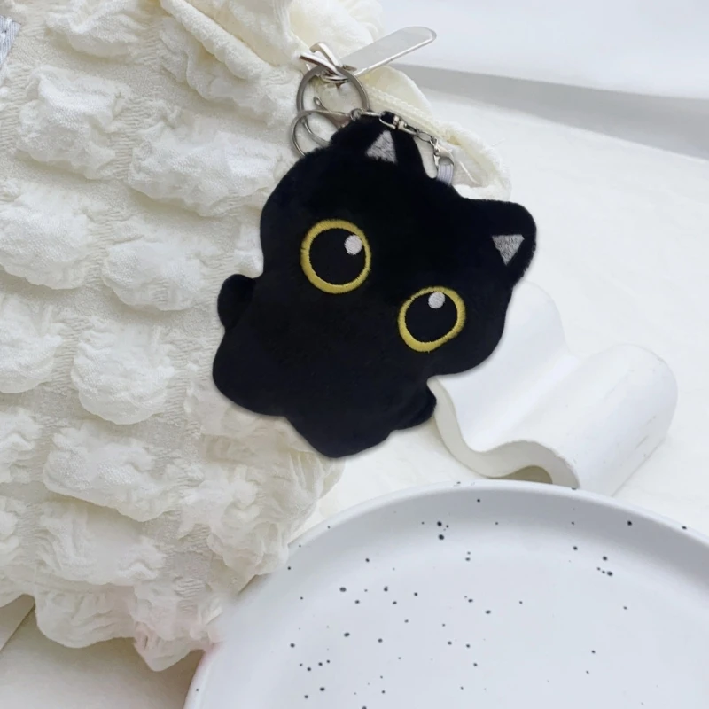 Cartoon Kitten Handbag Bag Purse Pendant Black Kitten for Key Holder Toy