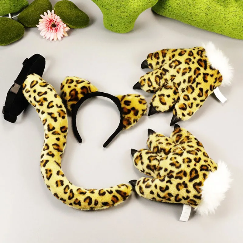 Kids Adult Animal Headbands Tail Gloves Party Favors Birthday Decorations Tiger  Panda Lion Leopard Halloween  Wedding Festival