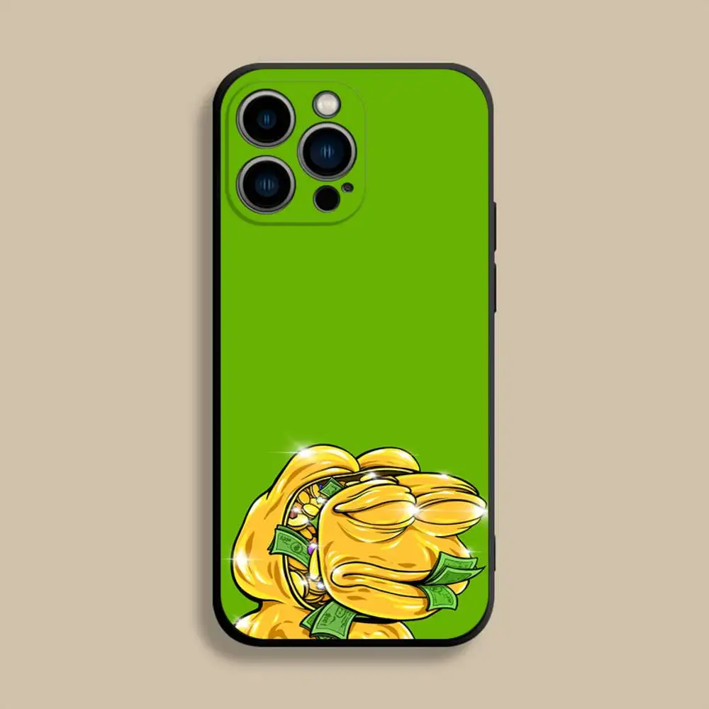 เคสโทรศัพท์ลายกบตลกๆ P-Pepe สำหรับ iPhone 17,16,15,14,13,12,Pro,Max,Plus,E,SE4,Air,Mini สีดำ แบบนิ่ม