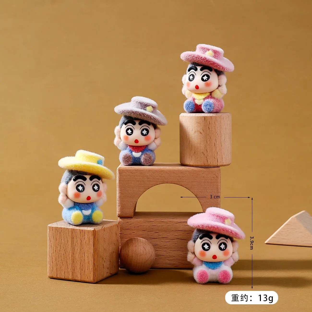 New Flocked Denim Shin Chan Series mini Figurine desktop Ornament Crayon Shin Chan Trendy Toy Car Dashboard Decor view 5