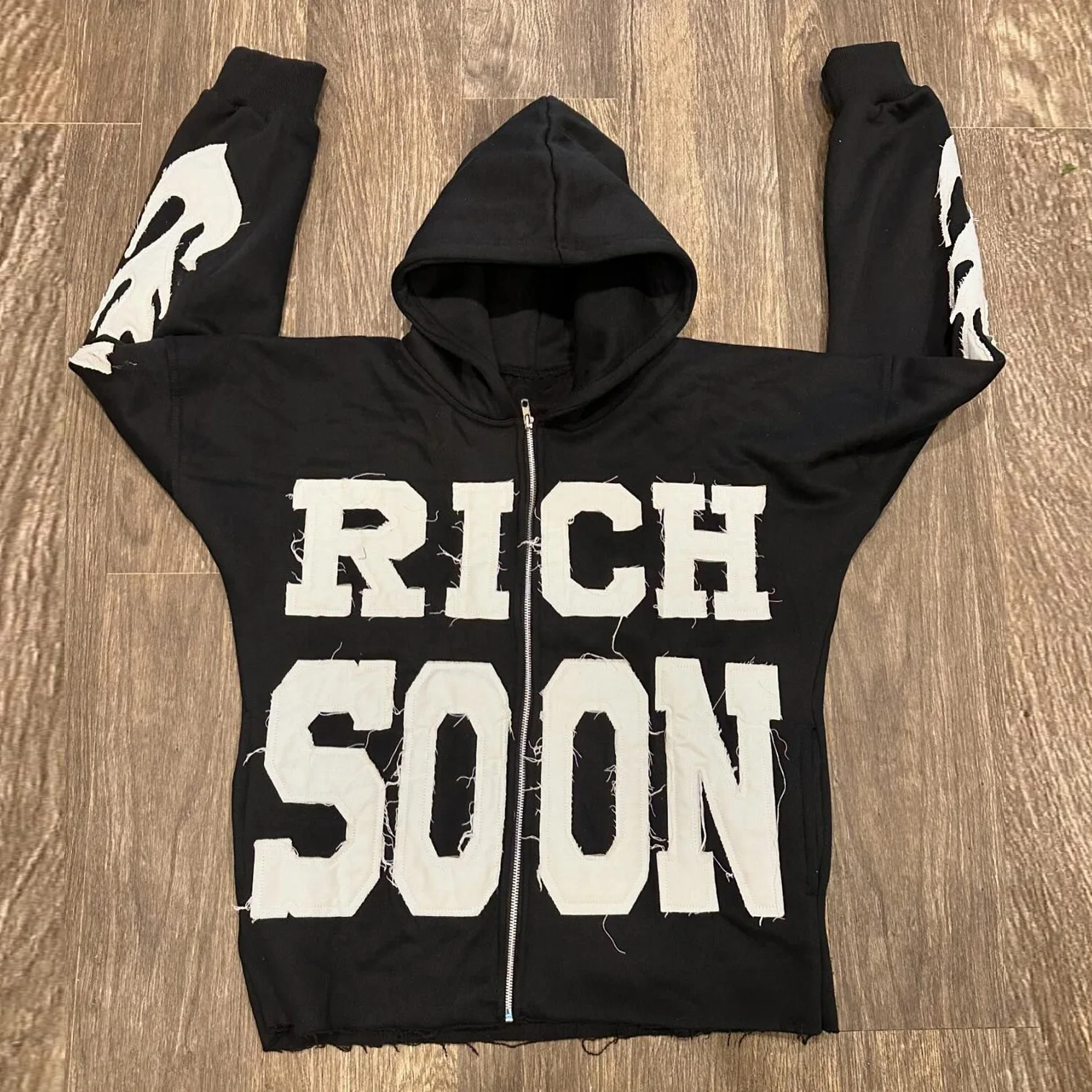 

Street Hip-hop Letter Patch Embroidered Cardigan Zipper Hoodie Youth Casual Men's Sweatshirt
