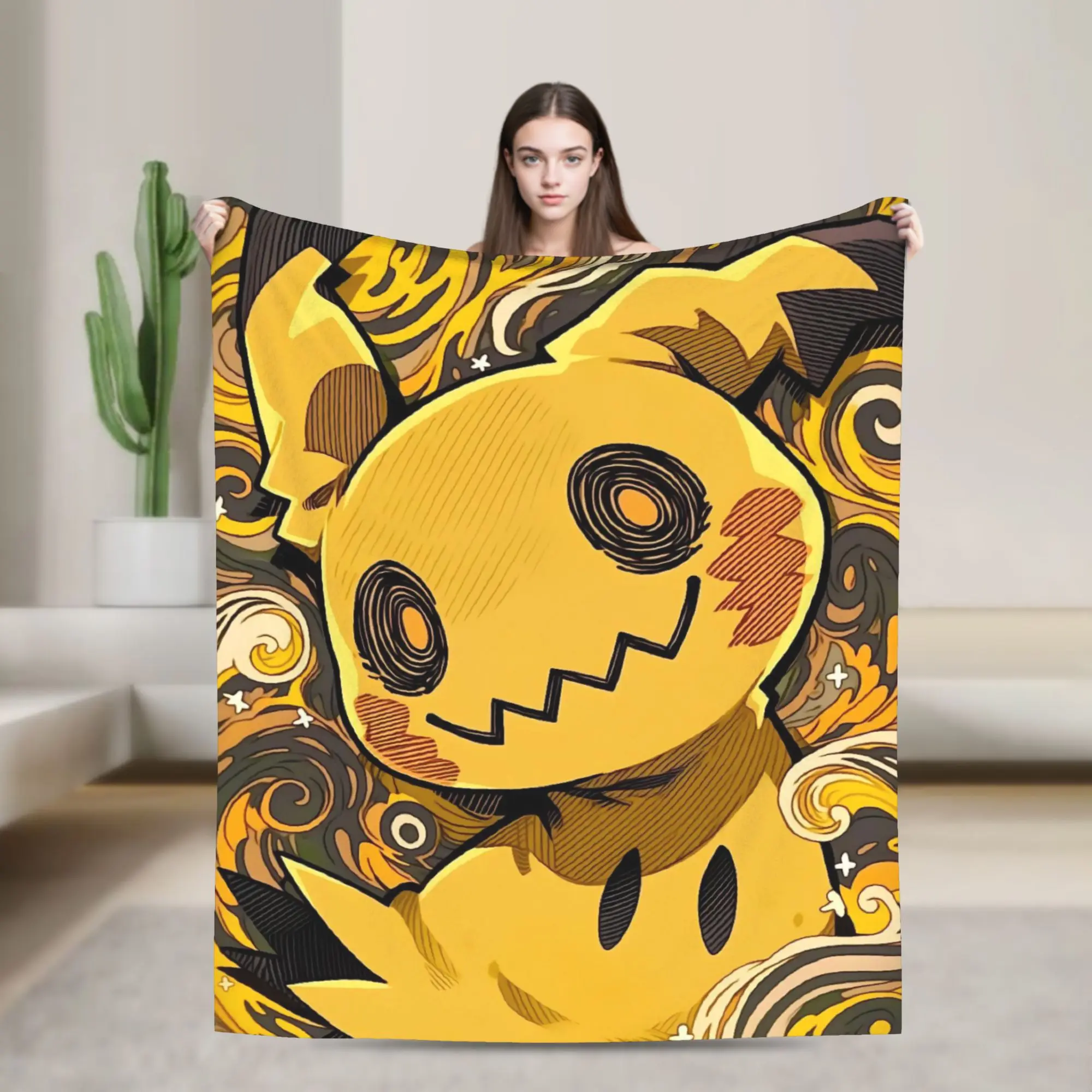 Mimikyus Cute Blanket Cover Poke-Mon Cartoon  Plush Throw Blanket Summer Air Conditioning Decoration Ultra-Soft Warm Bedsprea