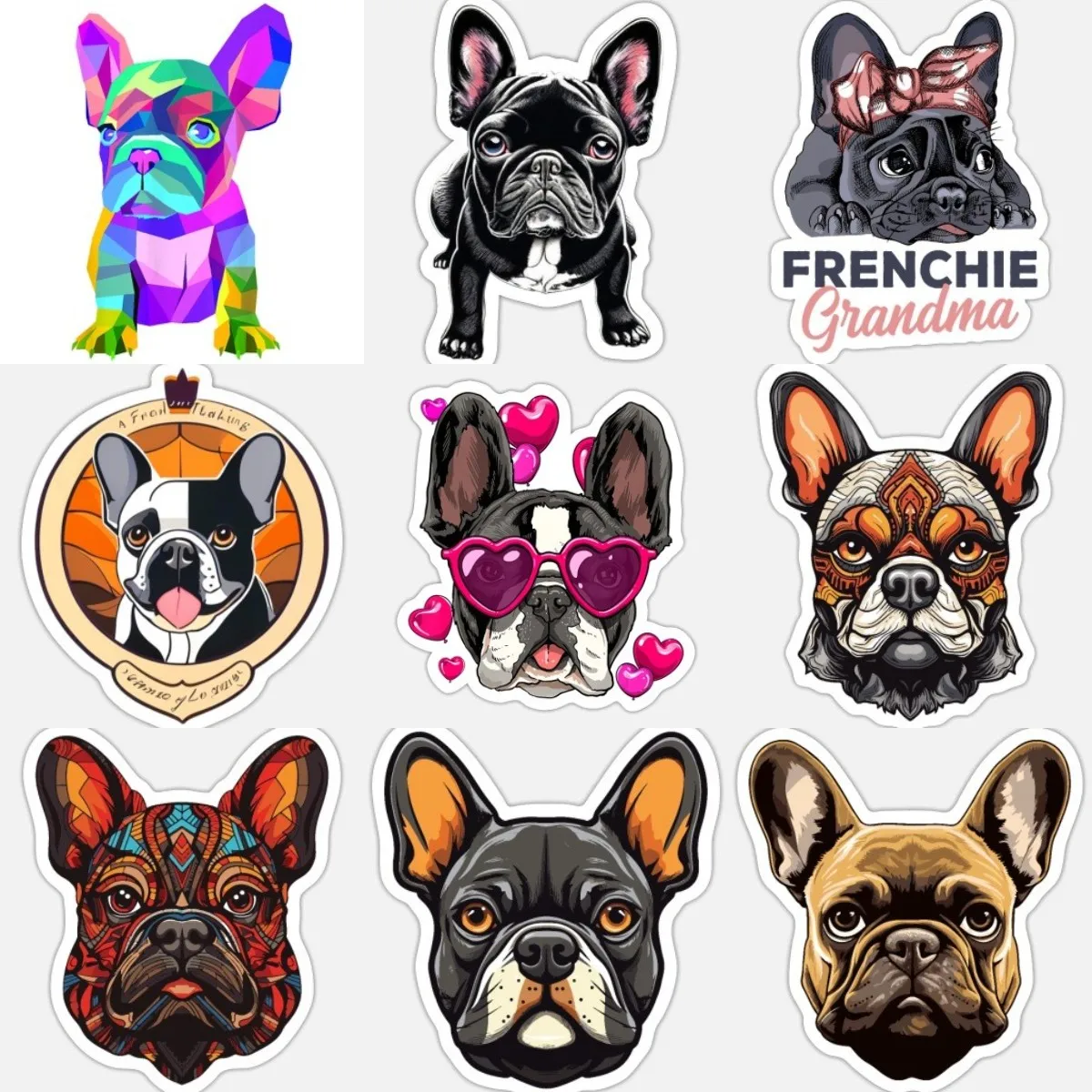 

Cute French Bulldog Color Creative Personalized PVC Waterproof Stickers for Decorate Car Wall Room Table Off-road Helmet Camper