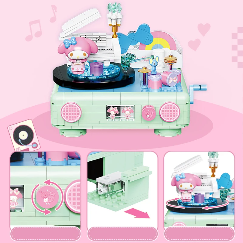 Anime Sanrio Kawaii Kuromi Melody Children's Educational Construction Toys Boy Vinyl Camera Girl Birthday Gift Peripherals