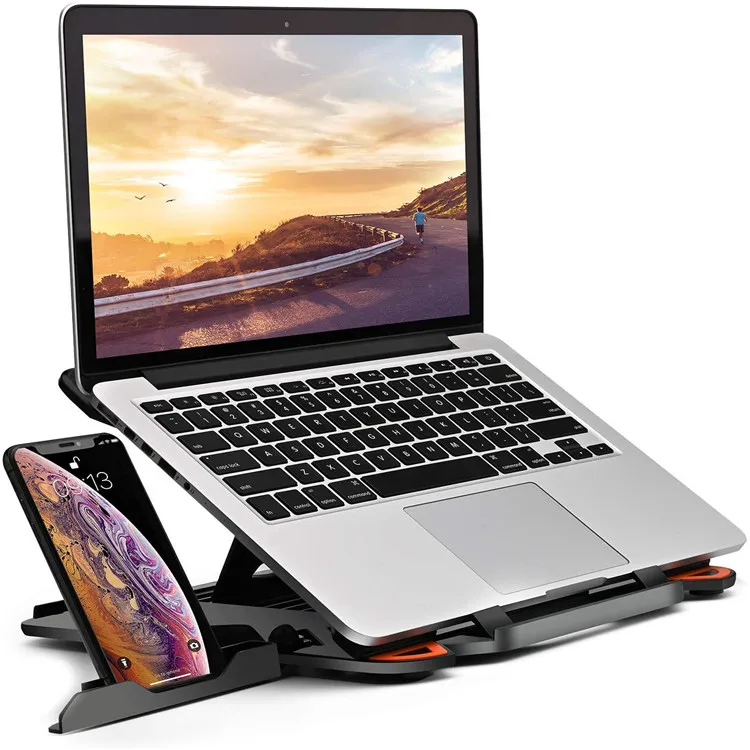 Factory Wholesale 360 Rotation Portable Plastic Laptop Stand Multi Angle Cooling Notebook Bracket With Phone Holder