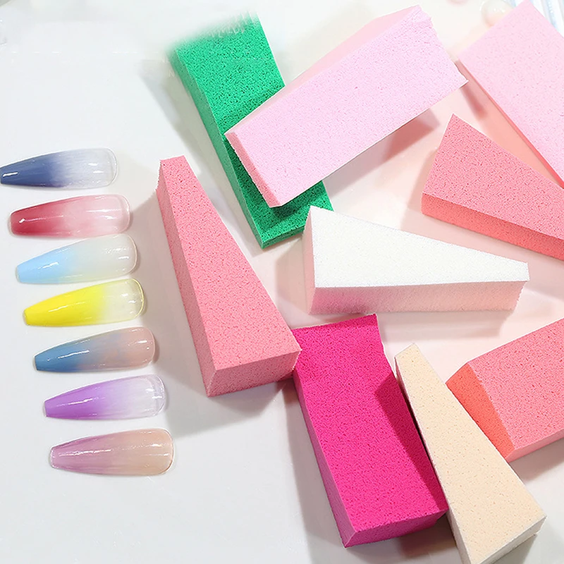 8Pcs Soft Triangle Nail Art Transfer Sponge Gradient Coloring Stamping Stamper Painting Image Stamp Foam Polish Gel UV Tool