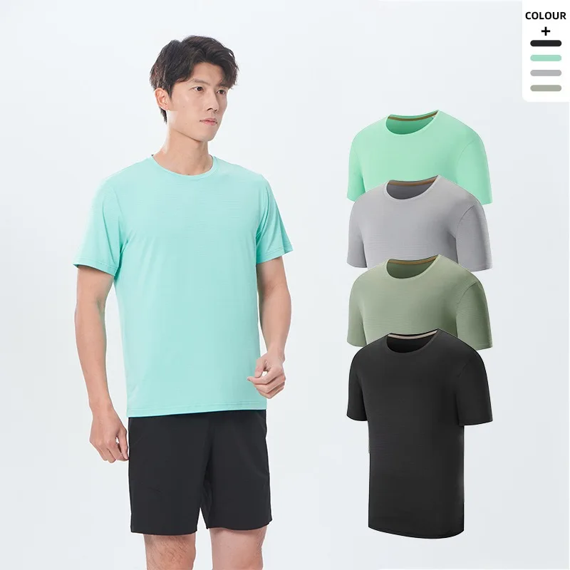 

Men's sports Short sleeve T-shirt Gym quick drying shirt Fitness training Running youth Breathable sportswear summer