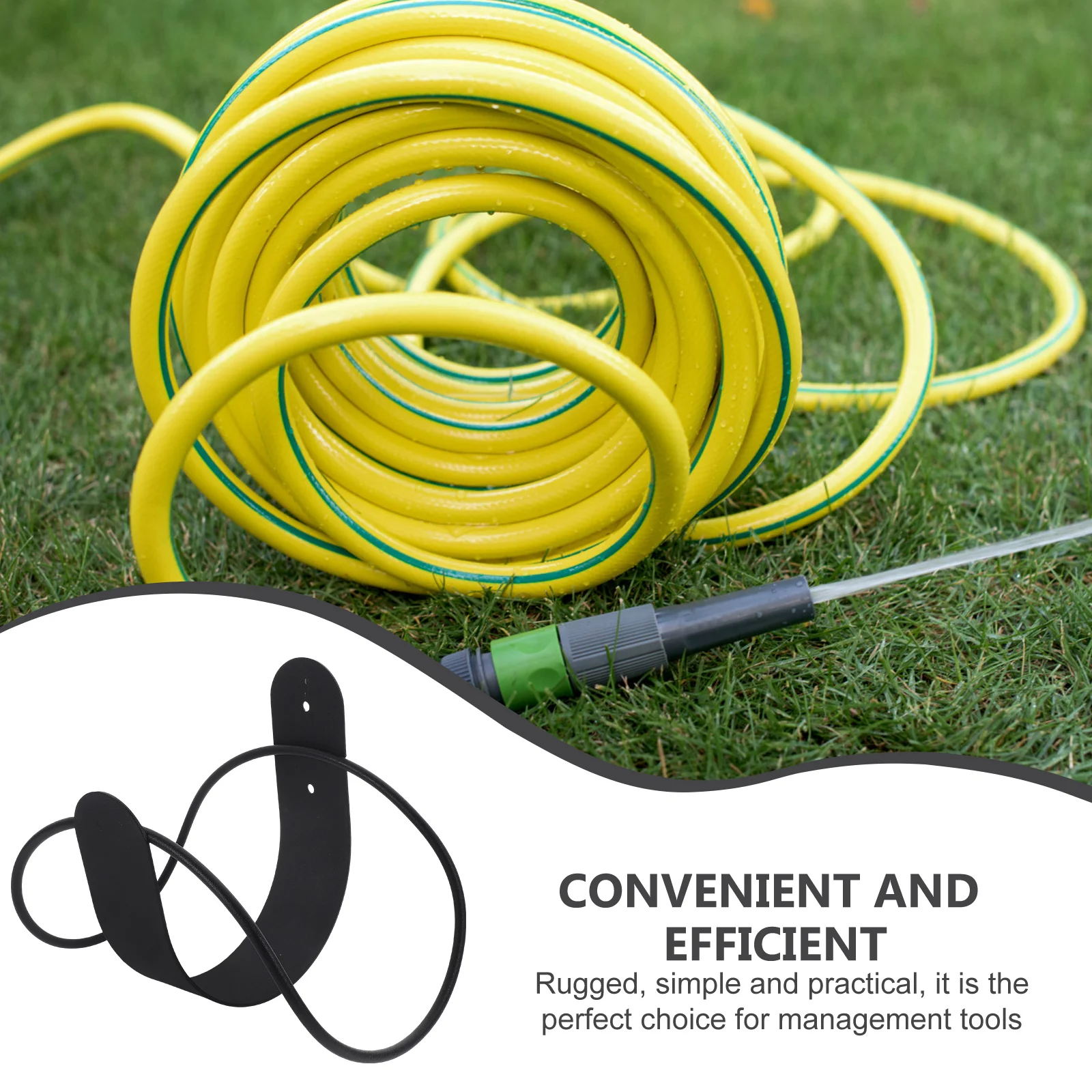

Stainless Steel Water Pipe Organizer Round Wire Hanger Wall Mounted Garden Hose Rack Durable Outdoor Storage Hook Black Circular