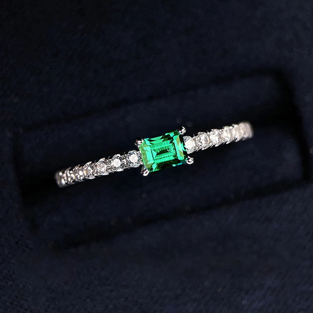 WPB 925 Sterling Silver Rings Emerald Diamond Baguette Rings Ladies Sparkling Luxury Jewelry Gifts Party Prom Banquet