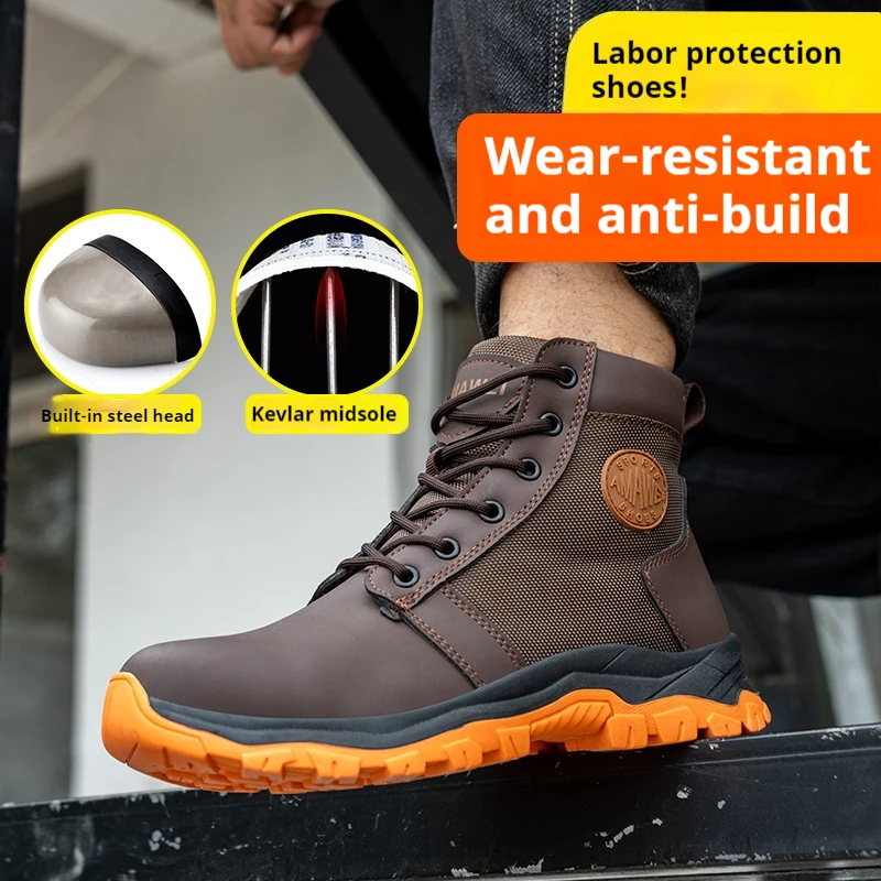 Work Safety Shoes Mens Breathable Protective Work Sneakers Steel Toe Shoes Indestructible Anti-smash Anti-Punctur Safety Boots