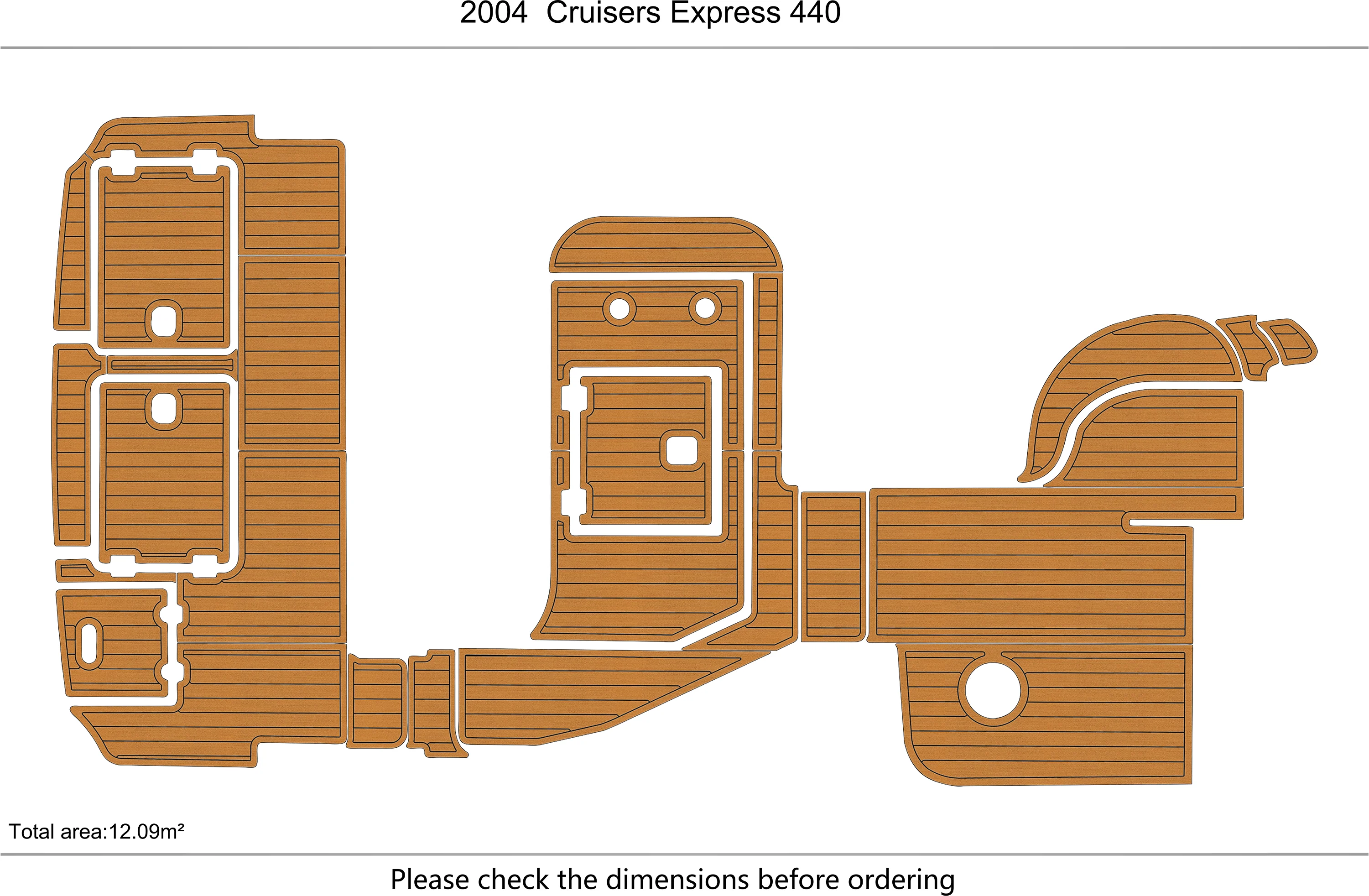 Eva foam Fuax teak seadek marine floor For 2003-2007  Cruisers 440 Express Cockpit Swim platform 1/4