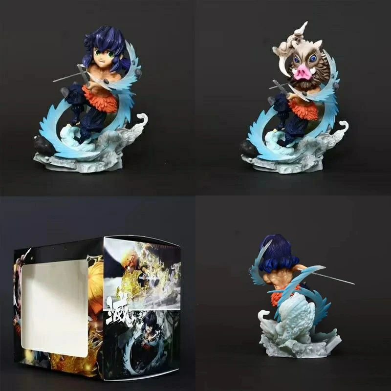 Figura de ação Anime Demon Slayer, estátua Hashibira Inosuke, coleção ornamentada, boneca modelo, brindes de aniversário, 10cm