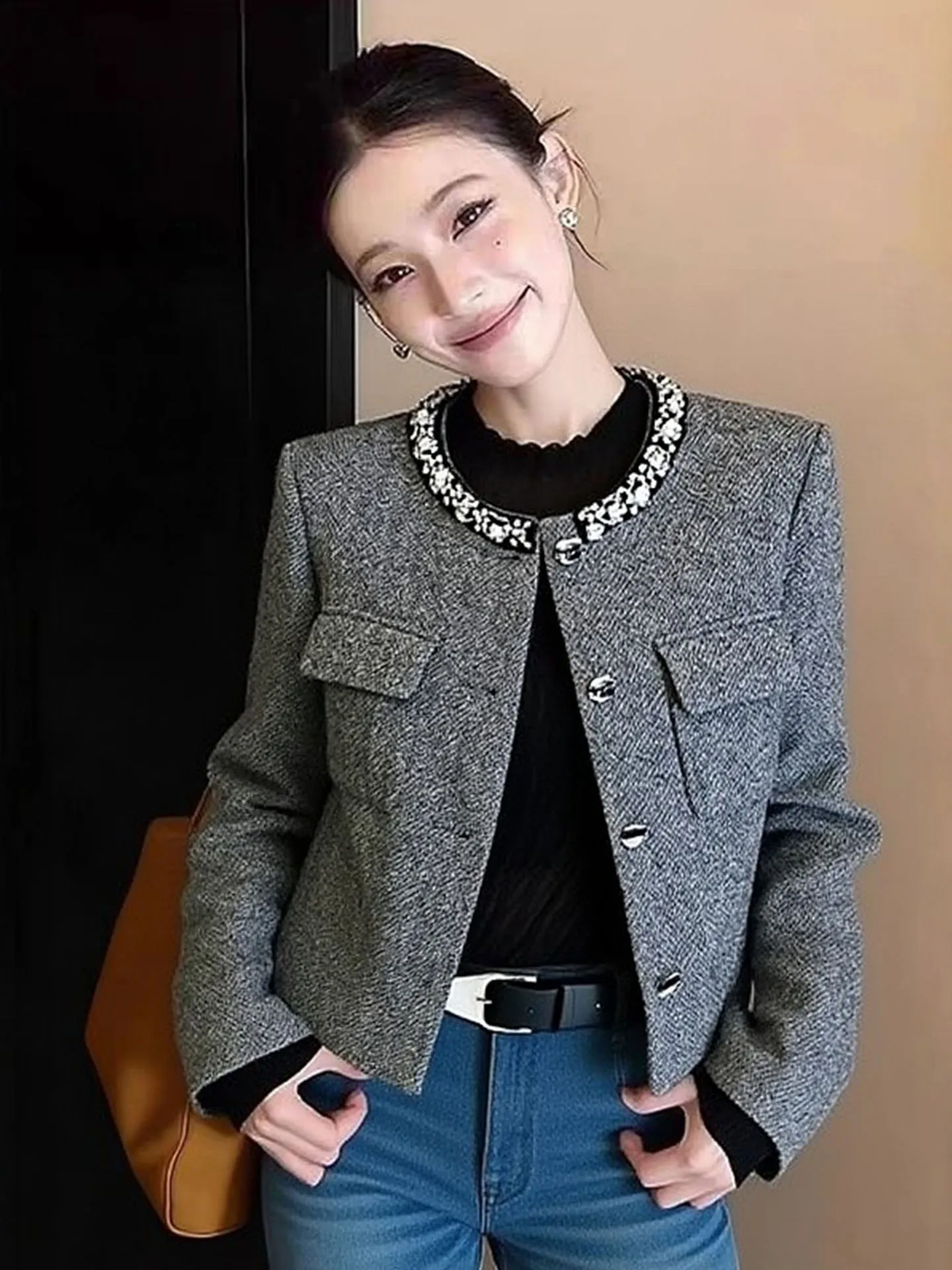 

Женский кардиган Ele ey ort: модный, универсальный, легкий, роскошный, весна 2026, с открытым передом, элегантный дизайн