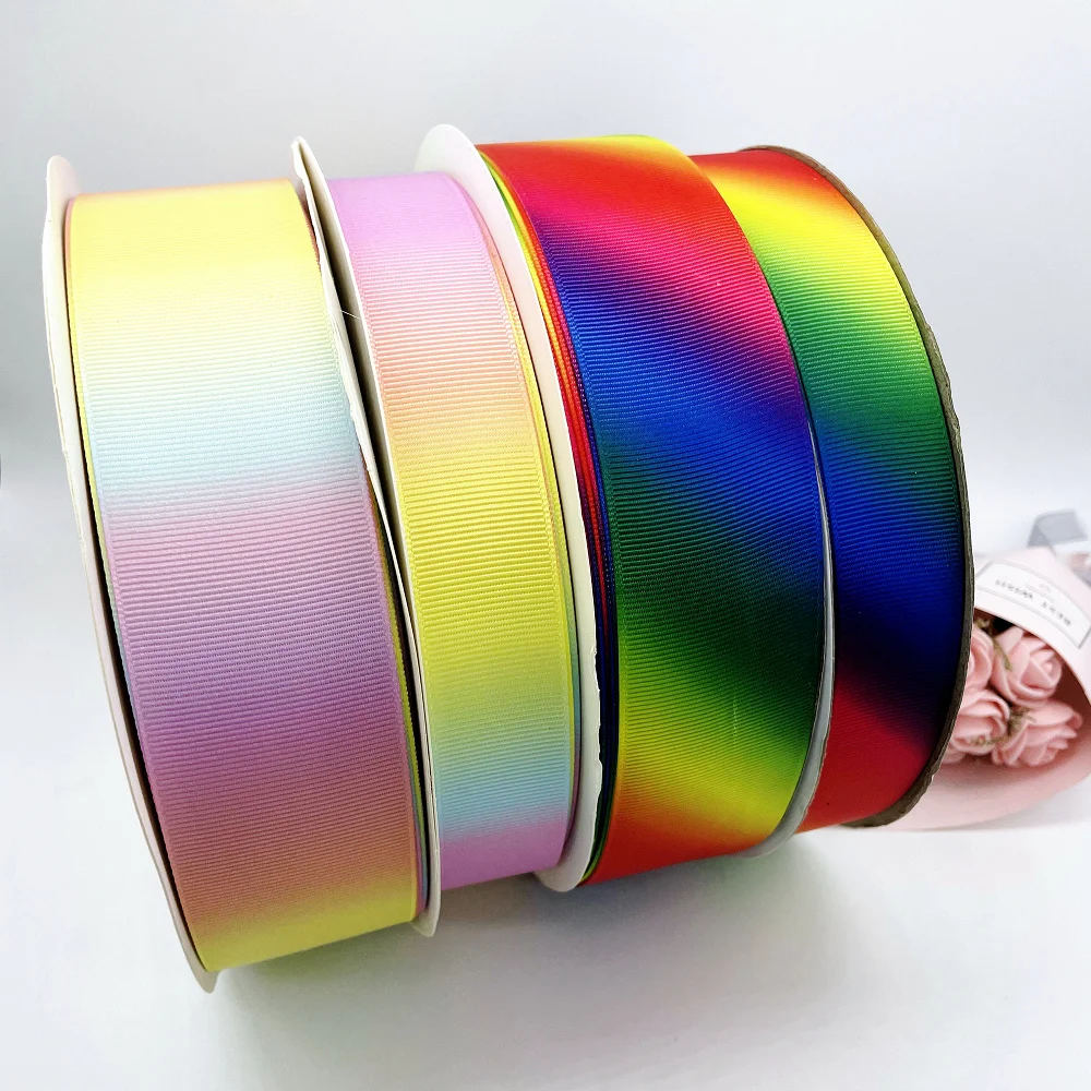 Nastro in gros-grain da 5 metri Nastri multicolori arcobaleno per fiocchi per capelli Confezione regalo Decorazione di nozze Tessuto da cucito