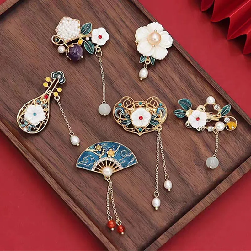 Chinese Style Dainty Flower Plant Brooch Pins for Women Girls Fashion Cloud Water Drop Hill Wedding Party Office Corsage Jewelry