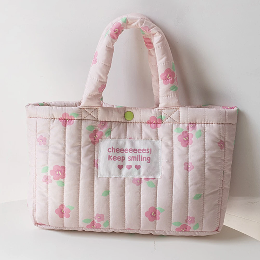 

Women Printed Padded Sling Bag Large Capacity Floral Puffer Communting Bag Lightweight Multifunctional Ladies Girls Utility Bag