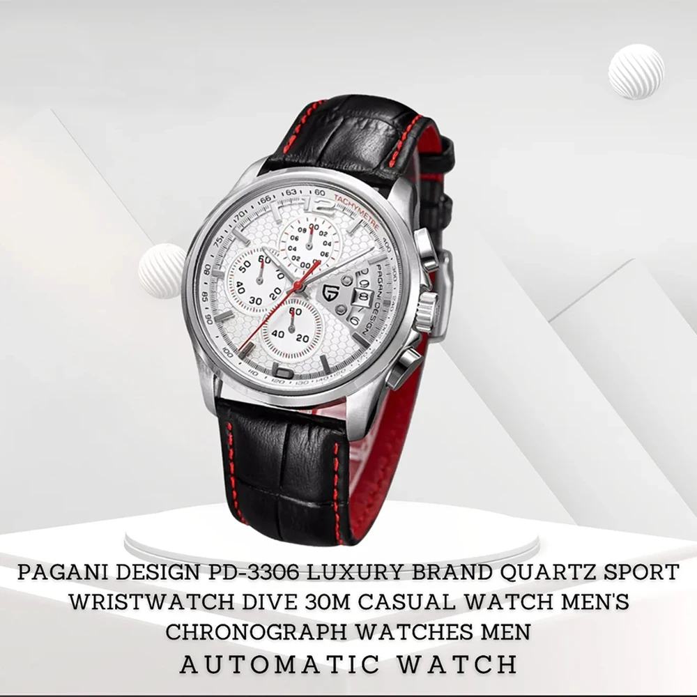 PAGANI DESIGN 44MM Luxury Brand Quartz Sports Watch Diving 3-meter Leisure Watch Men's Timer Watch Men Automatic Watches for men