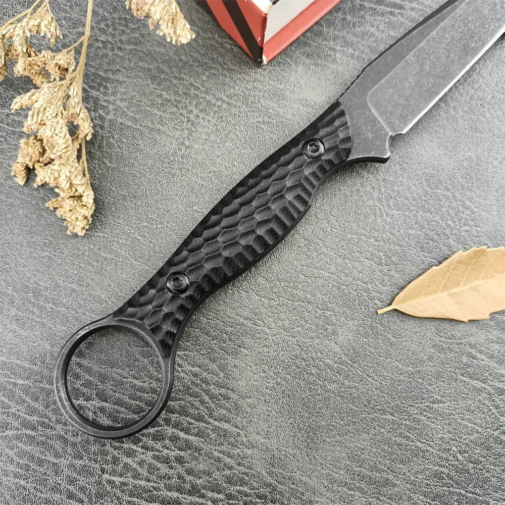 Outdoor TOOR Tactical Straight Fixed Knife D2 Black Stonewashed Blade G10 Handle with Kydex Sheath Self-defense Camping EDC Tool