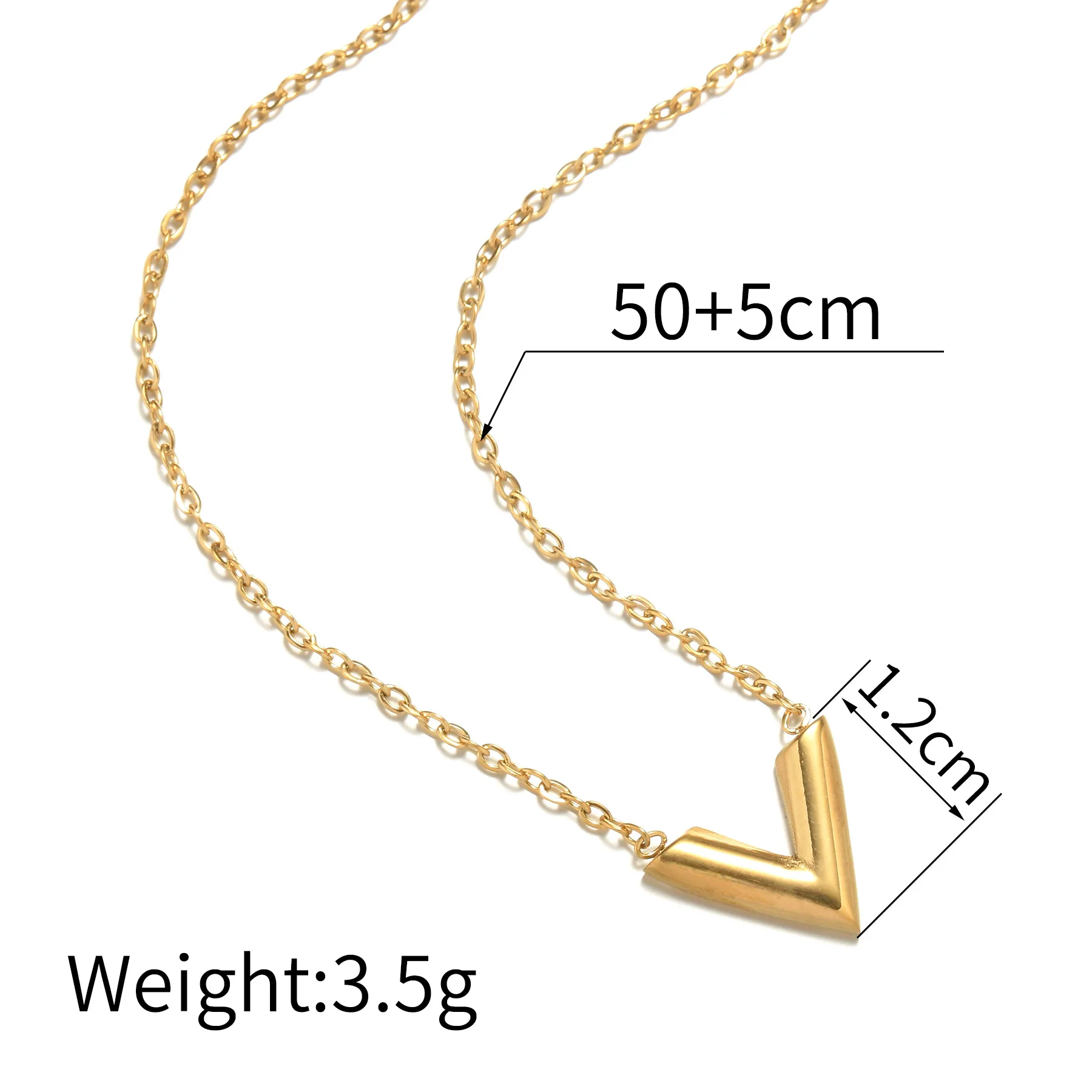 Freeteeme Simple Letter V Necklace for Women Girl Stainless Steel Gold Color Alphabet Heart Pendant Necklace Party Birthday Gift