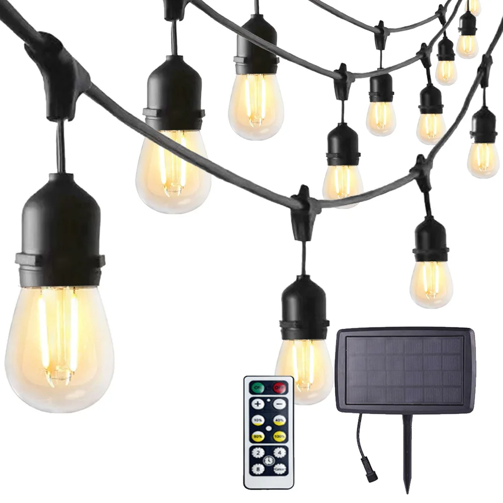 

10m Solar Outdoor Fairy String Lights Commercial Grade Waterproof Remote LED Christmas Lights Garden Yard Patio Decoration