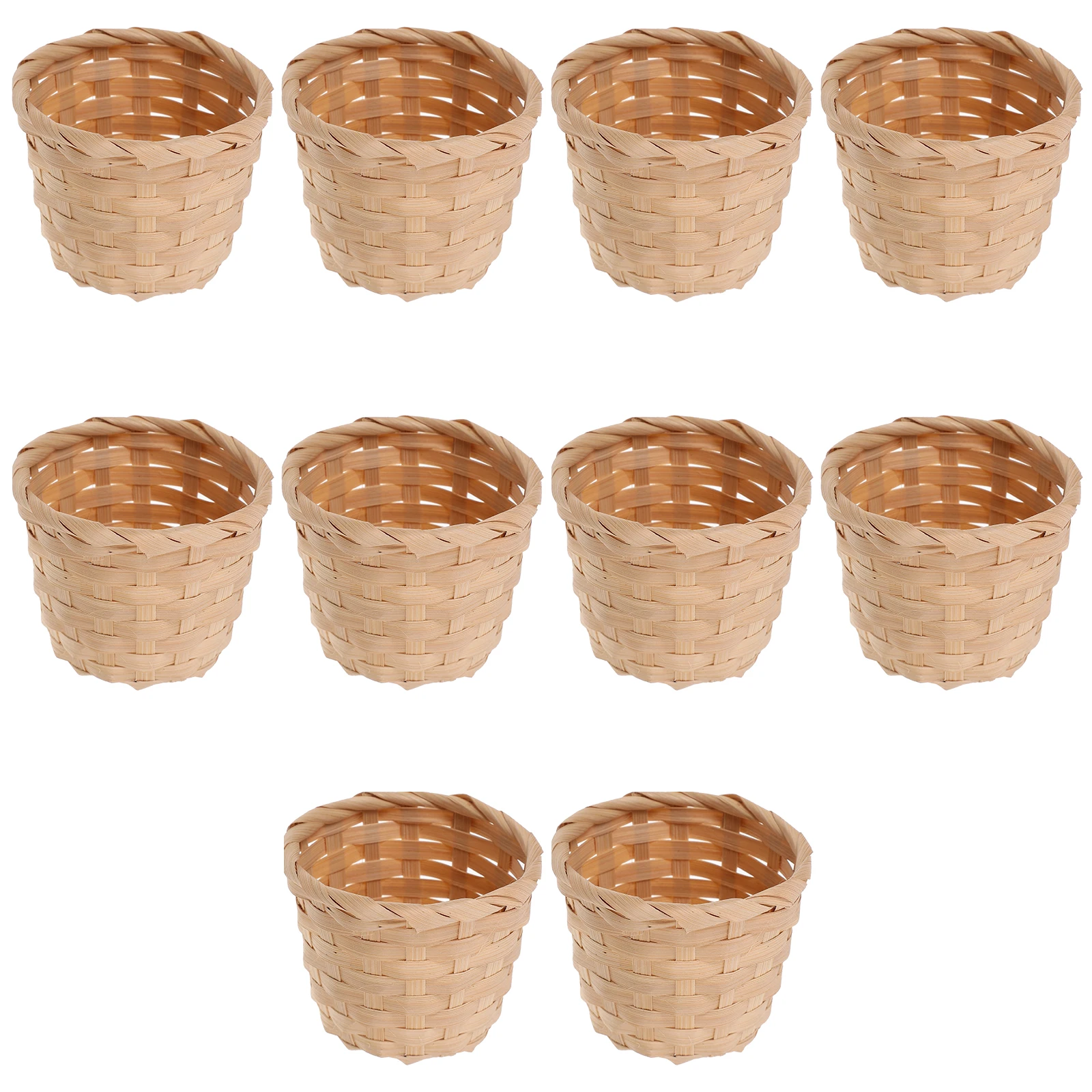 

10 Pcs Bamboo Storage Basket Woven Flowers Baskets Small Fruit Reusable Food for Round