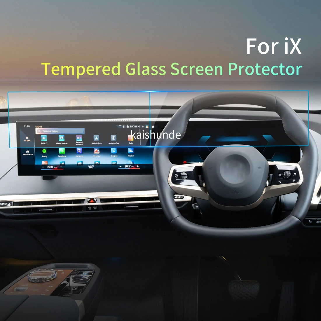 Screen Protector For BMW IX 2023 Carplay Tempered Glass Protective Film Multimedia Screensaver Car Sticker Auto Accessory