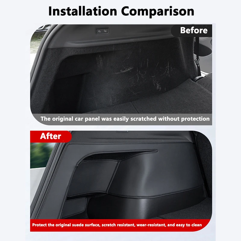 Para Tesla Model Y Juniper 2025, maletero trasero, almohadilla antipatadas de ambos lados, revestimiento de carga de cuero PU, protectores de esquina de superficie, cubierta protectora