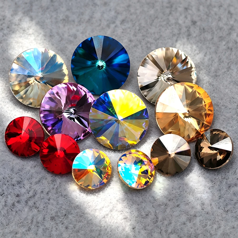 Colorful Rivoli Glass DIY Nail Art Accessories, Rhinestones Pointback, Loose Ornament Beads, Stones, New, 5A Quality, CTPA3bI