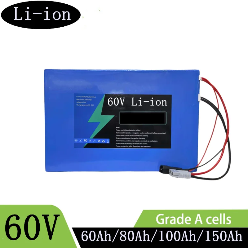 

60V 60Ah 80Ah 100Ah 150Ah BMS 17S Li-ion Battery Pack with Bluetooth for 1KW 2KW 3KW 6KW Golf Cart Rickshaw Tow Wheeler AGV