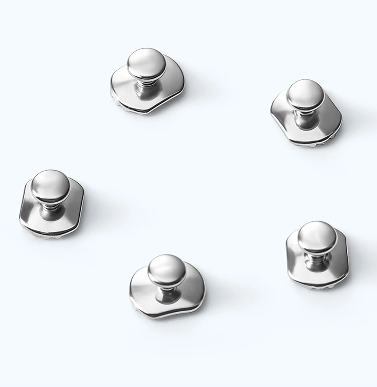 10 Stück/Packung AZDENT Zahnärztliche Kieferorthopädische Lingualknöpfe, Bondierbare Metall-Zungenseiten-Spangen mit Rechteckiger/Runder Basis – Detail 5