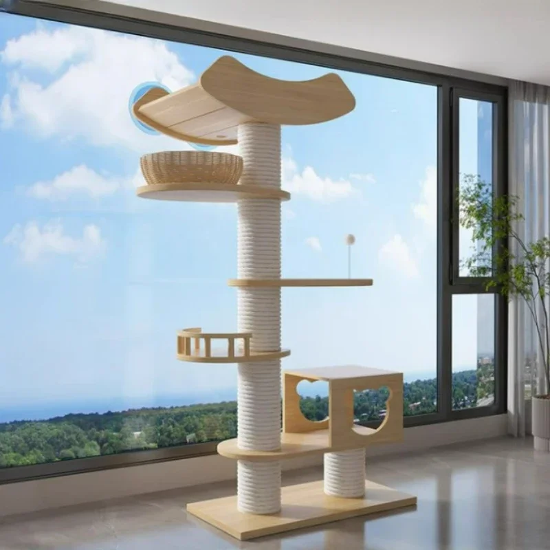 Imagem -05 - Grande Cat Climbing Frame Multi-story Cat Coçar Post Casa Multifuncional Brinquedo Cat Climbing Villa de Luxo