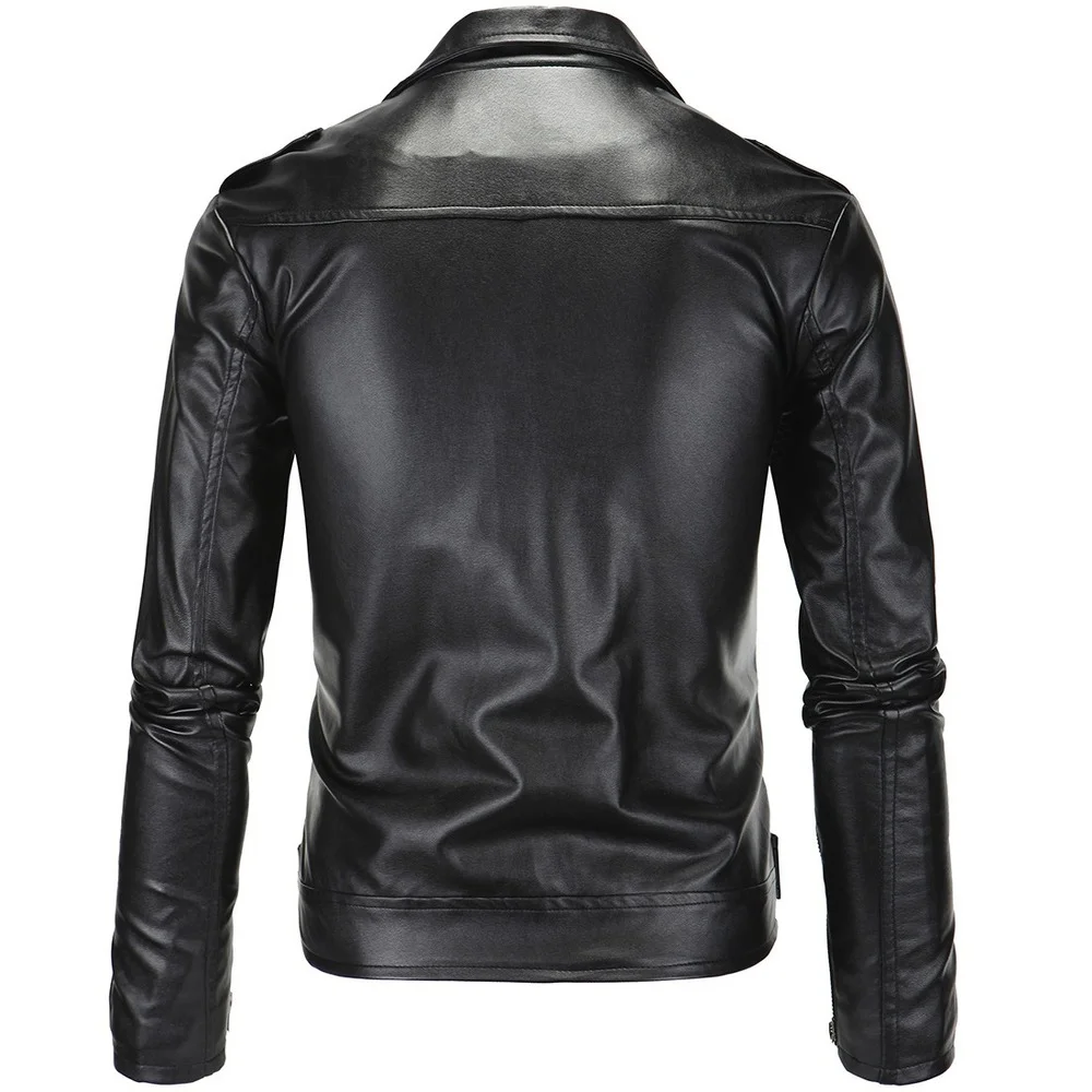 Blouson en cuir PU homme, décontracté, slim fit, avec fermeture éclair alertes onale, pour moto, blanc et noir, 2023