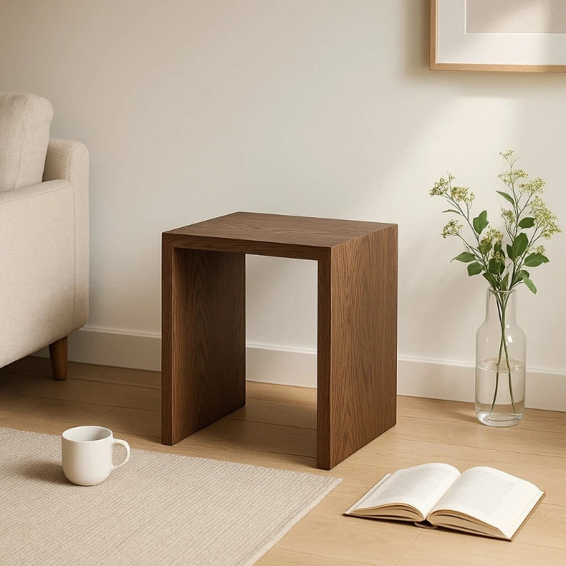 

Pure Solid Wood Small Stool, Minimalist Modern Wooden Bench, Japanese Dressing Table Chair, U-Shaped Tail Design Makeup Stool