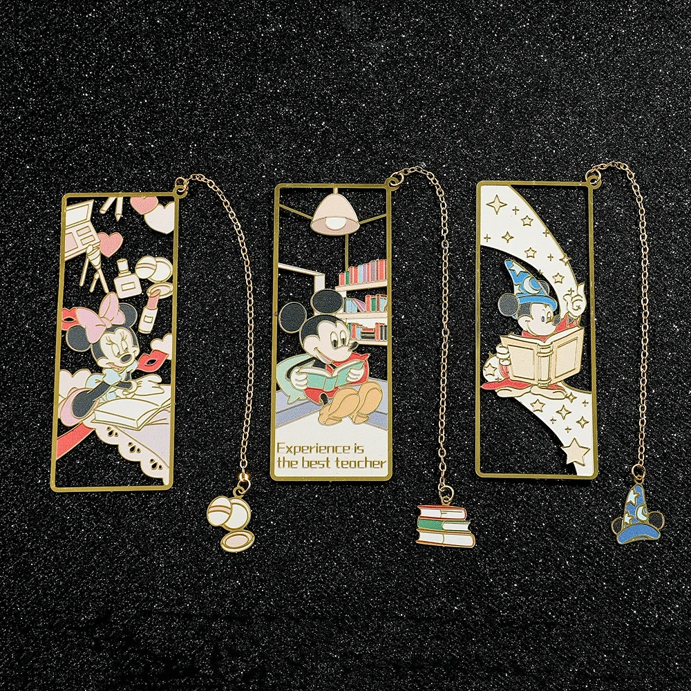 Disney Mickey and Minnie Mouse Creative Metal Bookmark for Women Men Book Lovers Gifts Fans Collection Book Marks Supplies